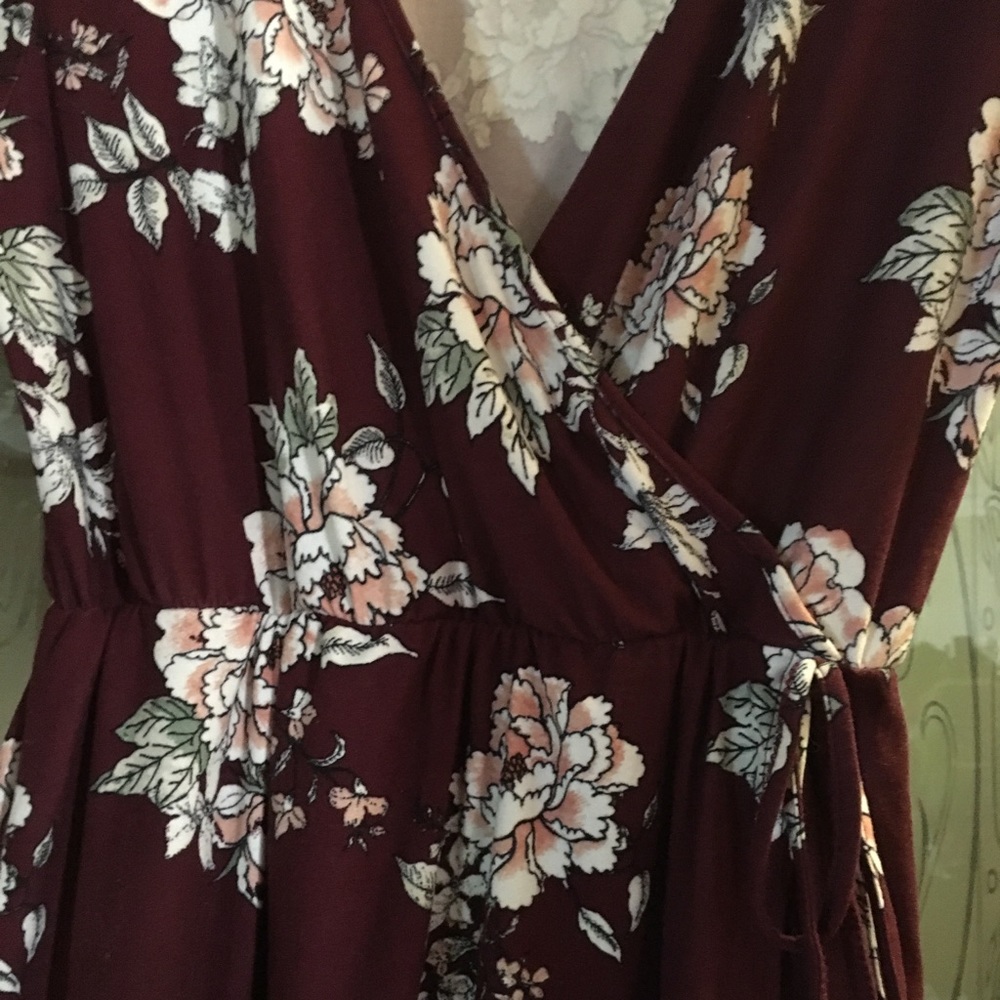 Burgundy Floral Print Sundress